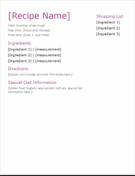 Recipe card recipe template excel. Recipe With Shopping List
