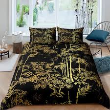 See more ideas about gold bed, bedroom decor, gold bedroom. Luxury Black Gold Bedding Set Bamboo Comforter Cover Set For Man Woman Senior Bedroom Eastern Botanical Duvet Cover Set Oriental Gift Quilt Cover Fashion Decor 2 Or 3 Pcs With Pillowcase Us Twin
