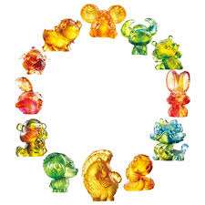 Chinese Astrology Chinese Zodiac Animals In Bright Florals Liuli Crystal Art