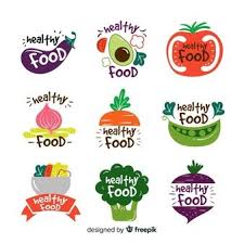 Healthy food free vector healthy food vector signs food pyramid pie chart. Download Flat Healthy Food Logos For Free Kemasan Produk Desain Logo Poster Makanan