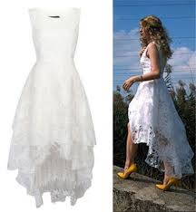 Lace High Low Vintage Wedding Gown Long Short Boho Beach Bridal Dress Custom Clothing Wedding Dresses High Low Short Wedding Dress Short Wedding Dress Beach