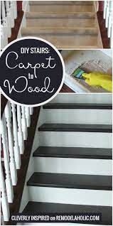 Change Your Stairs From Carpet To Wooden Treads With This Tutorial By Cleverly Inspired Featured On Remodelah Diy Staircase Makeover Diy Stairs Diy Staircase