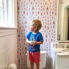 Bedroom Little Tiny Black Bugs In Bathroom Love This Shot Of Rachelhalvorson S Little Boy S Bathroom With Our Buggy Wallpaper Little Boy Bathroom Bathroom Kids Kids Bath
