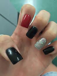 Red Black And Silver Glitter Nails Prom Nails Sparkles Red Black Prom Nails Red Nails Prom Nails Red