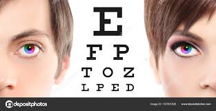 Eyes Close Up On Visual Test Chart Eyesight And Eye