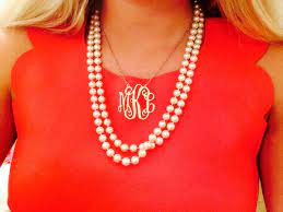 Monagram And Pearls Oh My Monogram Necklace Monogram Bling