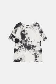 Black And White Tie Dye T Shirt Printed T Shirt Printed T Shirts Woman Zara United States Schnurbatik Batik Mode Kleider