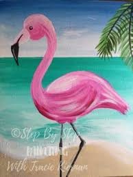 The contrast of the cool green against the warm color sky makes this painting pop. Flamingo Painting Learn How To Paint A Flamingo Step By Step