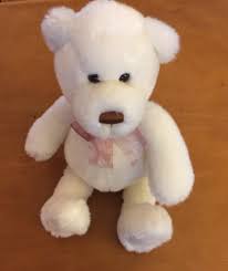 Gund White Bear With Flower Ribbon Named Robear 12" #1083