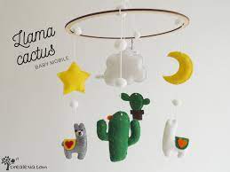 Giostrina Per Culla Neonato Con Lama E Cactus Giostrina Per Lettino Bebe Alpaca Fici D India Baby Mobile Cactus Baby