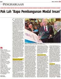Kesan pembangunan modal insanpembentukan sahsiah diri yang tinggi dan unggul adalah penting untuk memajukan ekonomi diri,bangsa dan negara.dato seri abdullah ahmad badawi berkata rakyat malaysia perlulah mempunyai nilai berintegriti dan memiliki pemikiran kelas. Pak Lah Bapa Pembangunan Modal Insan Klik