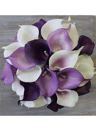 Made To Order 1 Real Touch Purple And White Calla Lilies Bridal Bouquet With A Brooc Calla Lily Bouquet Purple Calla Lily Bouquet Wedding Purple Calla Lilies