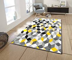 Nazar Tapis De Salon Moderne Design Abstrait Couleur Et Taille Differente Jaune 120x160cm Tapis Gris Et Jaune Tapis Salon Tapis Gris