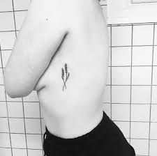 Minimalist Lavender Rib Tattoo Tattoos Small Rib Tattoos Lavender Tattoo