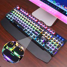 Unique layout with 104 keys. Gaming Backlit Mechanical Keyboard Letter Alphabet Glowing Illuminated 104 Keys Usb Wired Retro Punk Style Circle Round Key Cap Keyboards Aliexpress