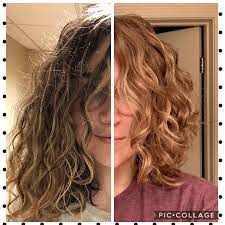 Curly hair is cut in its . Before And After My First Devacut Second Day Hair Curlyhair
