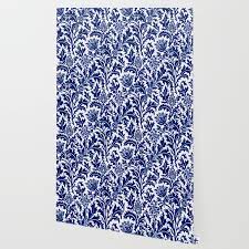 Can be used for graphic or web designs. William Morris Thistle Damask Cobalt Blue White Wallpaper By Mmgladn10 Society6