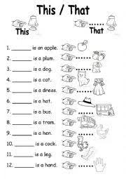 English Worksheet This That English Worksheets For Kids English Grammar Worksheets English For Beginners