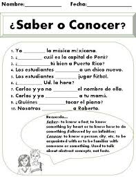 Saber Vs Conocer Worksheet This Is A Great Short Practice Once Students Have Been Introduced To The Diff Spanish Worksheets Saber Vs Conocer Teaching Spanish