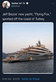 The flying fox is one of the most expensive and luxurious mega yachts in the world. Sam On Twitter Amazon Workers Collapse From Heat Exhaustion In Warehouses Where The Heat Index Exceeds 100 F So That Jeff Bezos Can Buy A New Yacht Https T Co Jiiyheruyy