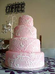 Pink Lace Wedding Cake Sugarveil Lace Design Using The Sugarveil Air Pen For The First Time Themed Wedding Cakes Cake Wedding Cakes With Flowers