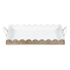 Large silver tray with handles serving platter silverplate metal vintage distressed patina rustic farmhouse vanity tray display cliftonsupplycompany 5 out of 5 stars (1,764) $ 86.50 free. Wood Large Rectangle White Tray With Metal Handle 18x12 At Home