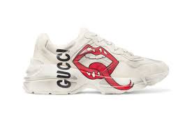 Gucci Rhyton Printed Distressed Leather Sneakers Kiss Hypebeast