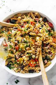 Pasta salad 1 pound dried pasta like fusilli, penne, rotini or farfalle (bow tie) 1 cup sliced bell pepper (1 medium) 1 cup thinly sliced zucchini (1/2 medium) The Best Easy Italian Pasta Salad Recipe Pinch Of Yum