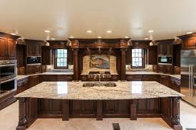 Gorgeous Mediterranean Inspired Kitchen With Gold Granite Countertops Kitchen Remodel Layout Gold Granite Countertops Kitchen Feature Lighting