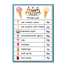 Ice Cream Parlour Role Play Resources Ice Cream Parlour Role Play Ice Cream Prices Ice Cream Business