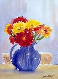Flowers in a glass vase watercolour. Watercolor Paintings Flowers Gallery Watercolour Flowers