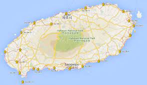 The island is 73km wide and 31km long with a total area of 1,848.85km2. Map Jeju Olle