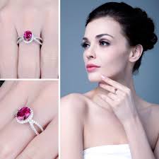 Oval 1.7ct Created Pink Sapphire 925 Sterling Silver Halo Women's Ring