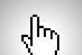 Black And White Mouse Logo Pixelated Cursor In Hand Shape In 2020 Hand Shapes Pixel Simple Icon