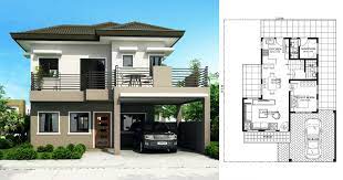 Four bedrooms house with a garage. Sheryl Four Bedroom Two Story House Design Pinoy Eplans