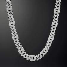 15mm Prong Baguette Cuban Link Chain In White Gold Cuban Link Chain Diamond Wedding Bands Cufflinks Men Fashion