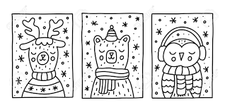 Stop by this post to download … Set Of Cute Winter Animals In Doodle Style Isolated On White Background Vector Illustration Coloring Page Royalty Free Cliparts Vectors And Stock Illustration Image 135192352