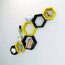 Maybe you would like to learn more about one of these? Set Of 6 Decorative Hexagon Wall Shelf Unit Yellow Black