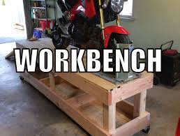*3/4 plywood or whatever you can find *wood screws & glue *some kind of shaft's for the pivots. How To Build A Motorcycle Workbench Bike Stand Diy Motorcycle Shed Ideas Workbench