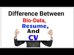 The difference between cv and resume is very clear. Difference Between Bio Data Resume And Cv Youtube