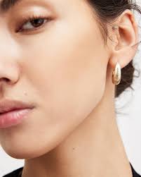 Fern Small Engraved Hoop Earrings WARM BRASS