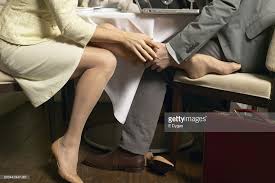 Couple Playing Footsie Under Restaurant Table Couples Play Beauty Leg Couples