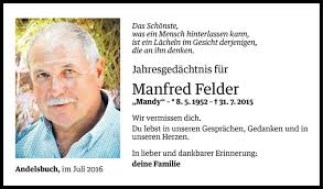 Todesanzeigen von Manfred Felder