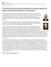 Pdf The 2014 Farm Bill Reaffirmed Protection For Farmers Against Low Prices But Limits Us Leadership In Trade Reform