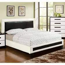 Braxton Contemporary Leatherette Platform Bed Black White California King Bedroom Sets Bedroom Sets Queen Furniture