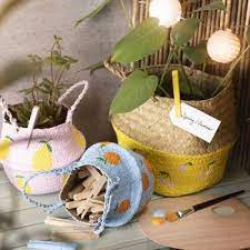 Basket In Woven Seagrass Decorated With