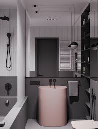 A Striking Example Of Interior Design Using Pink Grey Bathroom Interior Design Grey Interior Design Bathroom Design