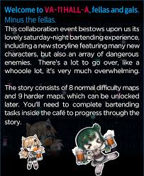 Considering girls frontline is my current favorite mobile game, and considering the general tone of its story, having a collab with this actually makes some sense to me. Girls Frontline X Va11 Hall A Collaboration Guide By Gfc Girls Frontline Corner