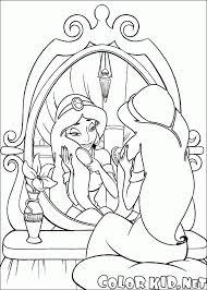 Disegni Da Colorare La Principessa Jasmine E Uno Specchio
