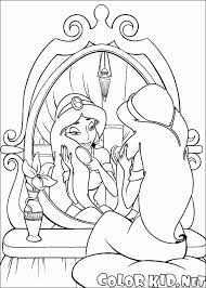 Disegni Da Colorare La Principessa Jasmine E Uno Specchio